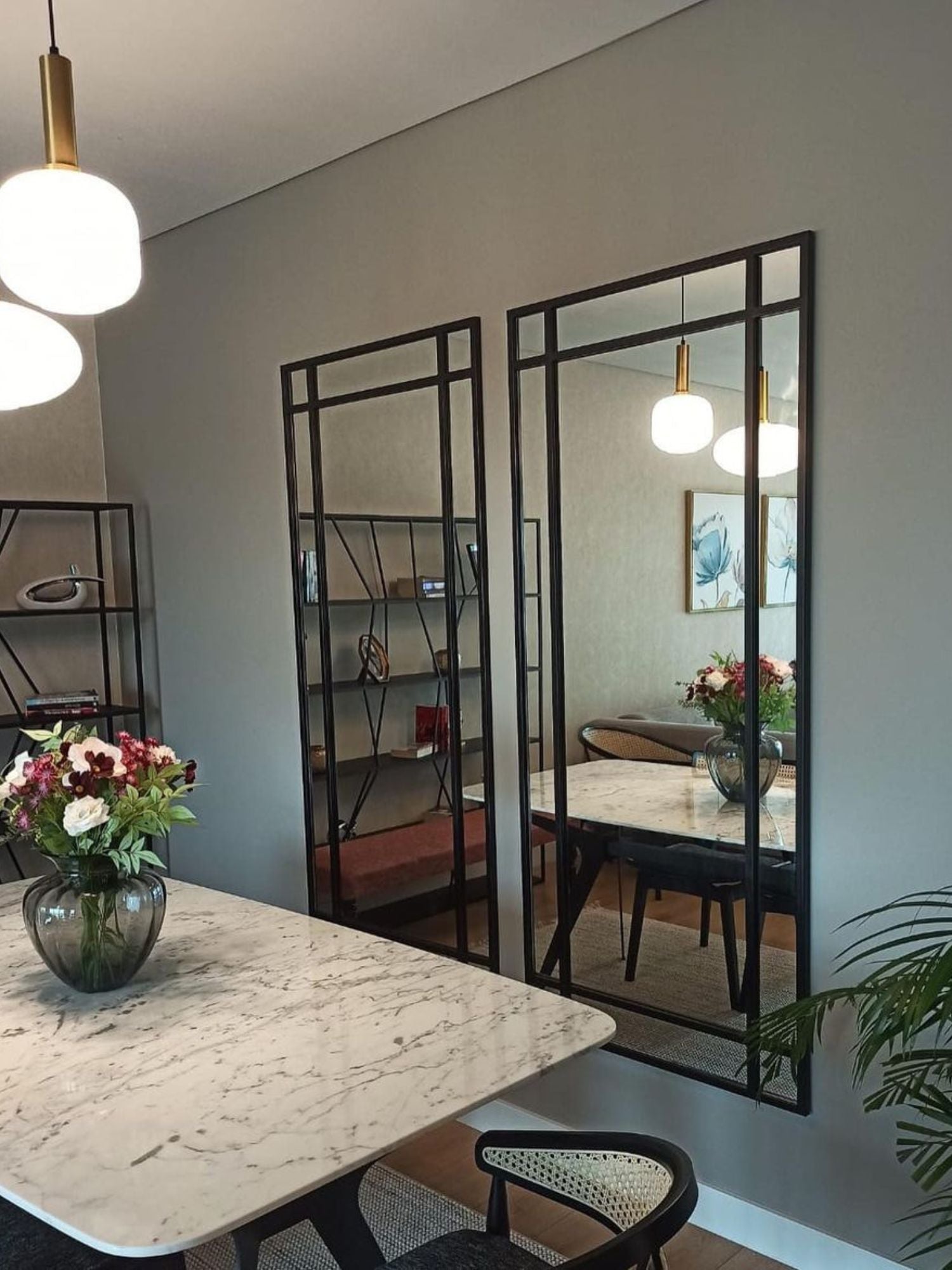 Grote Geblokte Vloerspiegel 180x80 Zwart