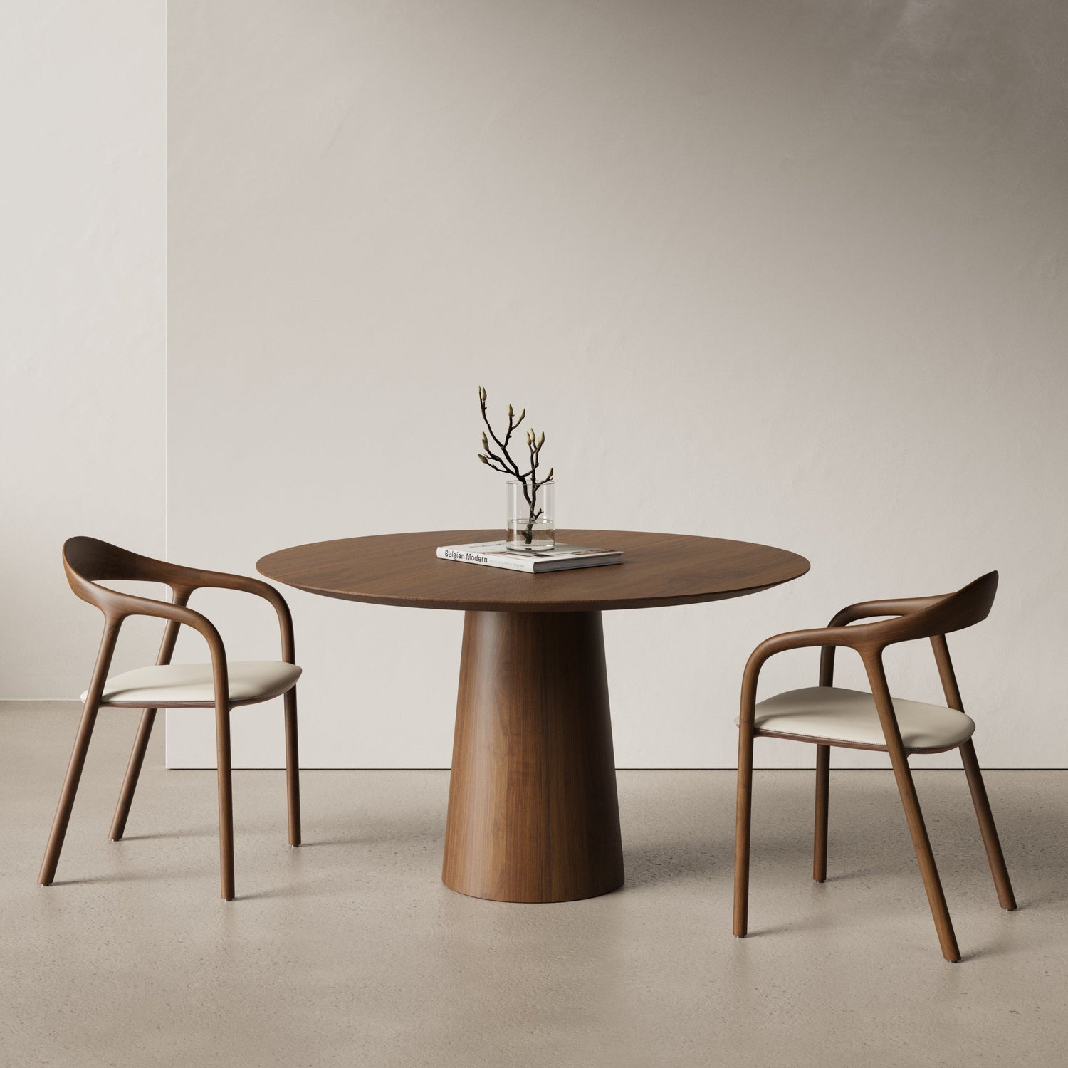 Houten eettafel Koral - cilindrische poot