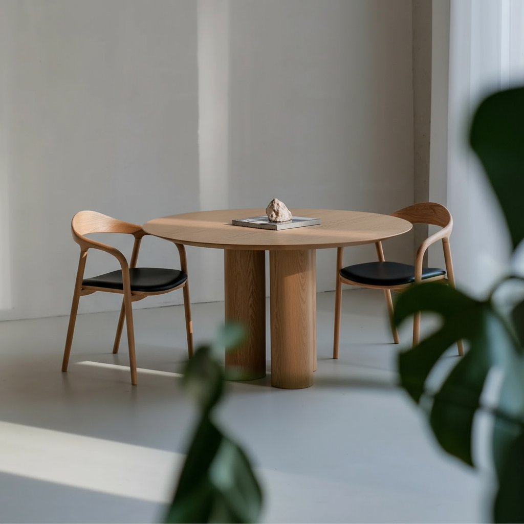 Ronde houten eettafel - licht eiken
