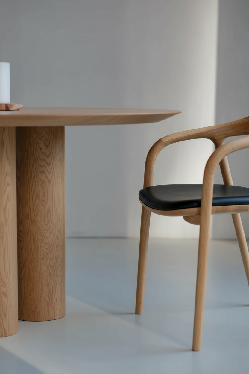 Ronde houten eettafel - licht eiken