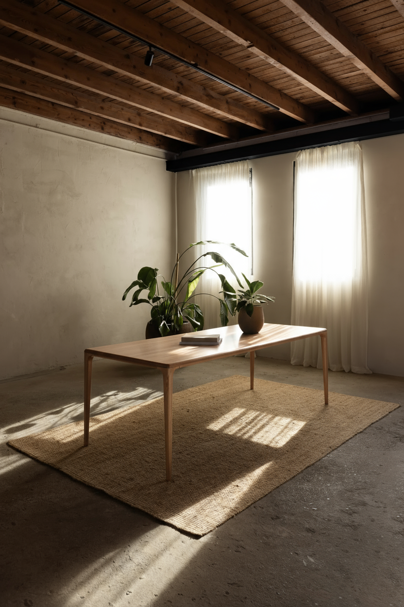 Rechthoekige eettafel van licht eikenhout