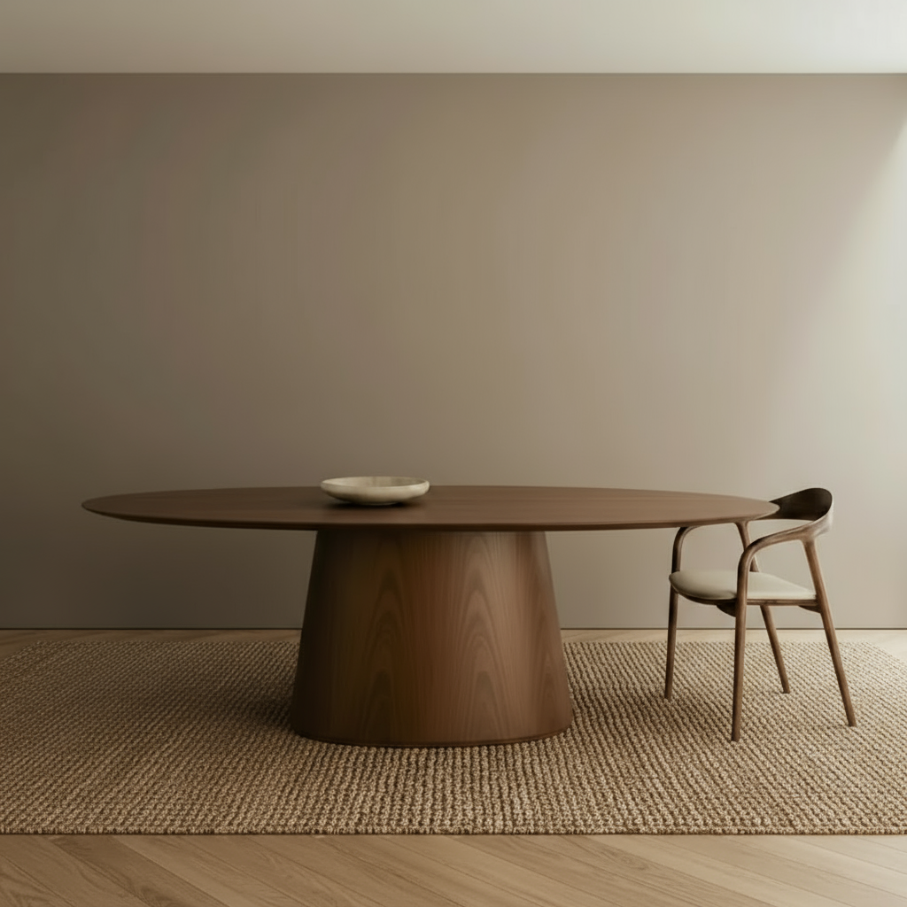 Houten ovale eettafel - walnotenhout