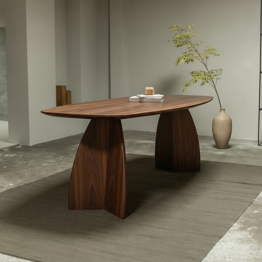 Houten Deense ovale eettafel - walnoot