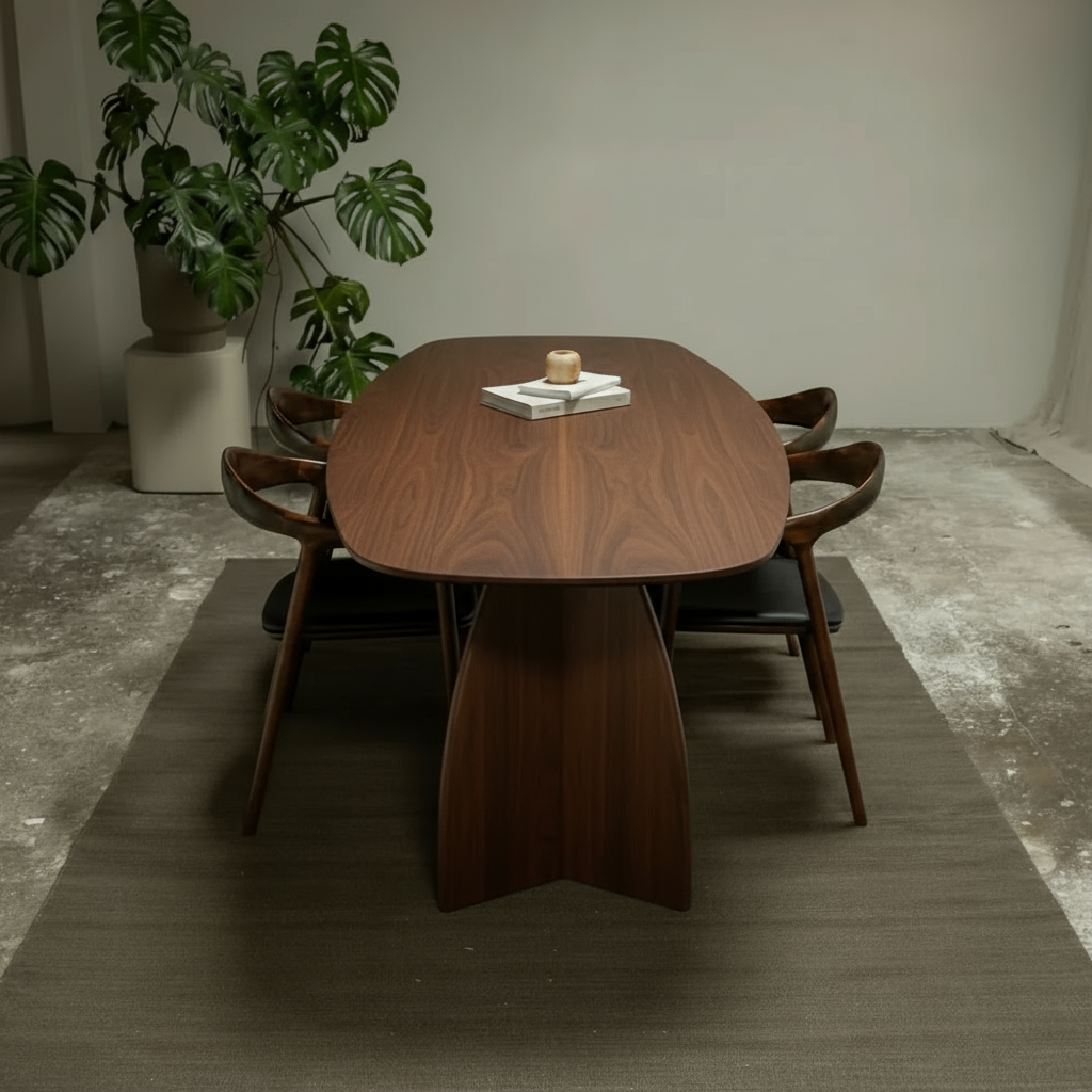 Houten Deense ovale eettafel - walnoot