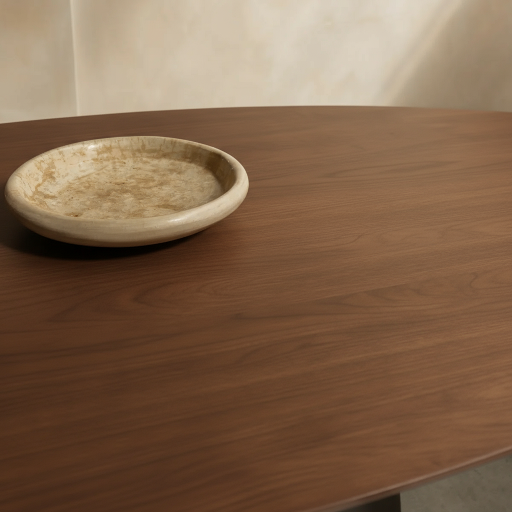 Houten ovale eettafel - walnotenhout